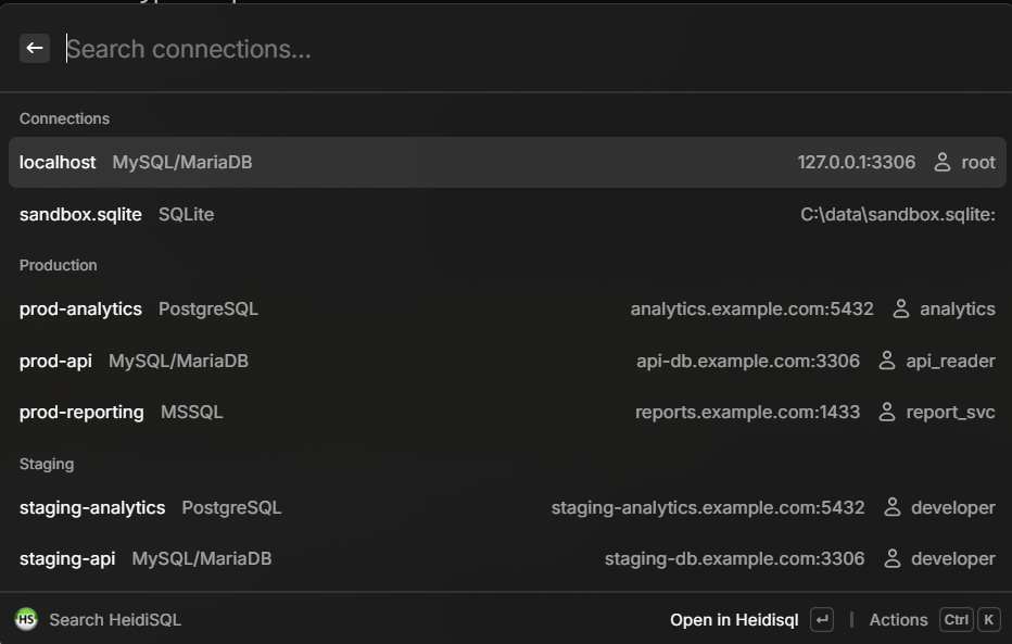 > HeidiSQL for Raycast