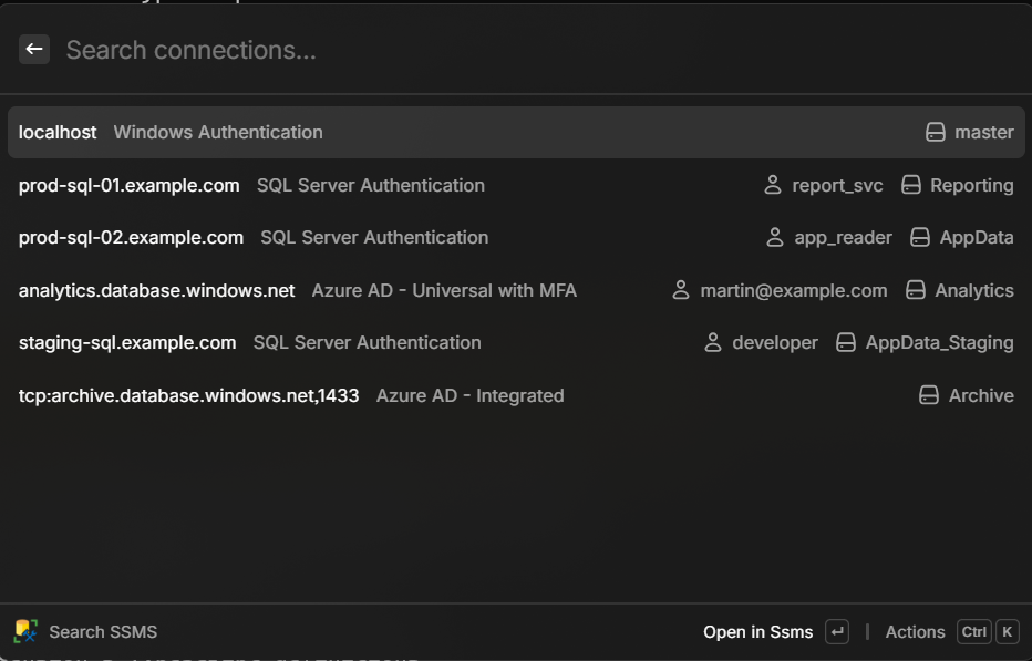 > SSMS for Raycast